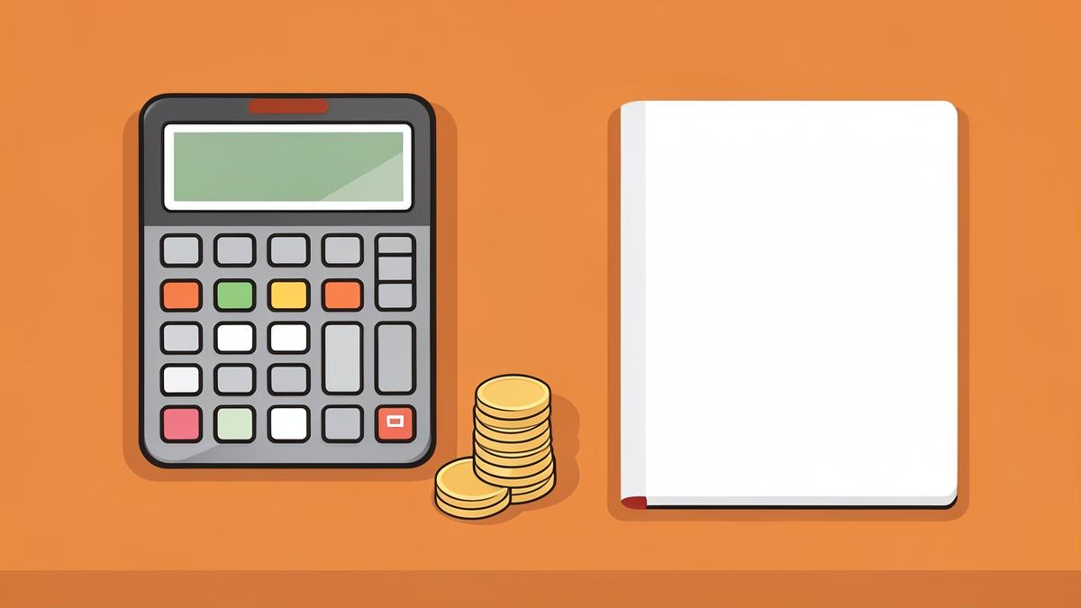 A calculator, stacked coins and a notebook representing small business advertising budget planning in Scottsdale Arizona