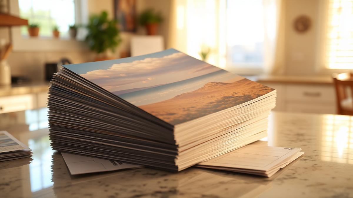 A 9 by 12 inch shared direct mail guide for Scottsdale Arizona businesses on a kitchen counter